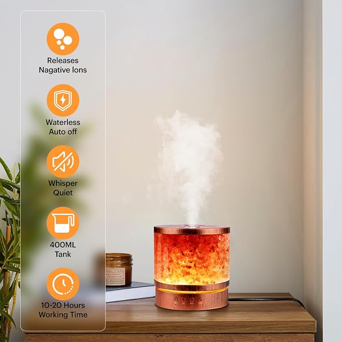 Essential Oil Diffuser Himalayan Salt Lamp Combo 400ml Ultrasonic Cool Mist with 7 Color Changing LED Perfect for Large Rooms Aromatherapy Diffuser Ideal Gift for Moms, Women, and Birthdays