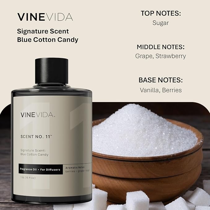 VINEVIDA [16 Fl Oz] Blue Cotton Candy Fragrance Oil for Cold Air Diffusers, Essential Oils for Diffuser Oil Refill & Air Freshener Room Spray