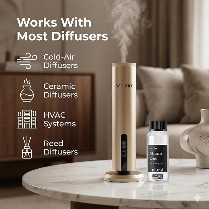 Scentia Miami One (My Way) Diffuser Oil Refill – Hotel Fragrance Oil Inspired by 1 Hotel Miami Beach – 120 mL – Lemon, Sandalwood & Cedar Long-Lasting Scent for Ultrasonic & Waterless Diffusers