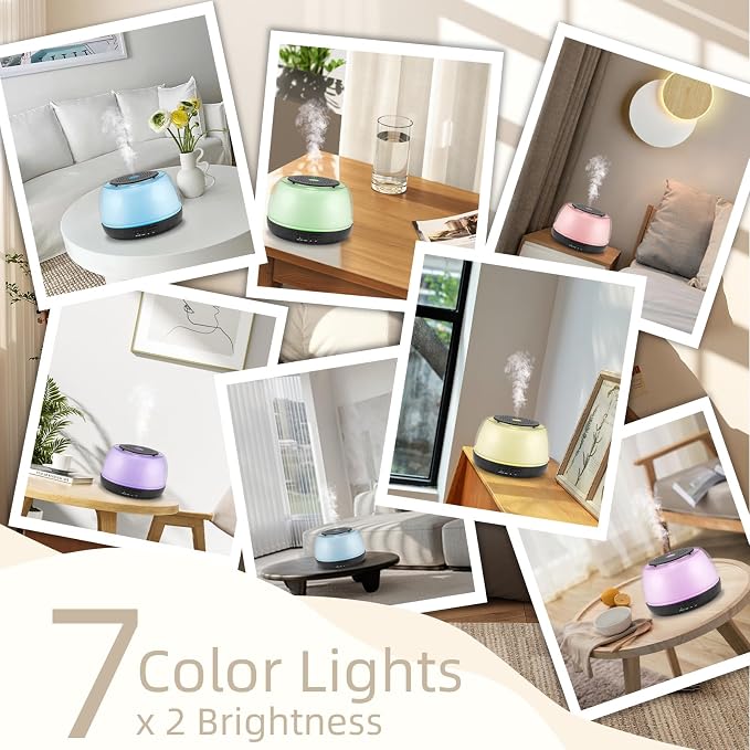 Marchred 300ML Essential Oil Diffuser - 8-Hour Aromatherapy with Remote Control, 7-Color LED Lights, 4 Timer Settings for Home