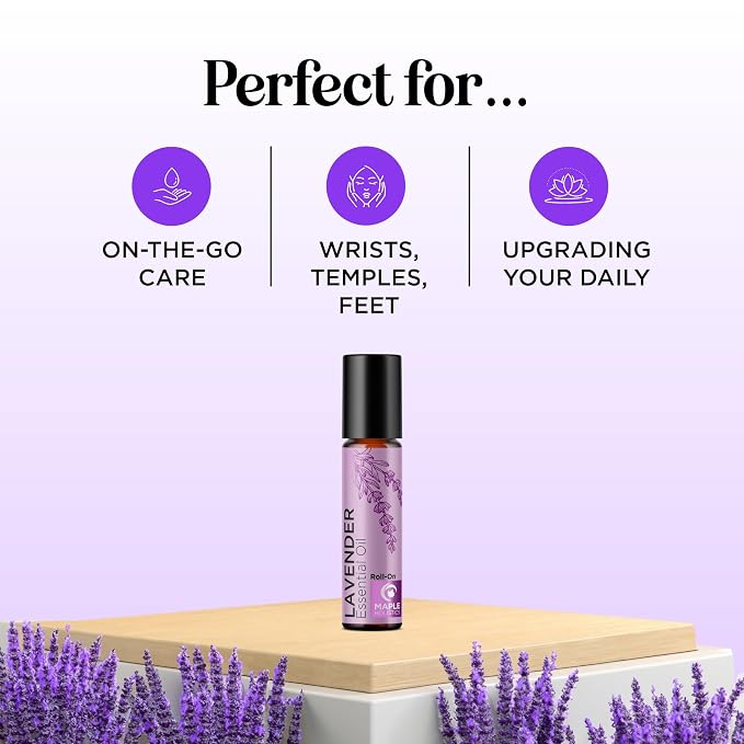 Lavender Essential Oil Roll On - Calming Aromatherapy Oil Roller for Sleep Headaches and Relaxation - Natural Pre-Diluted Sleep Oil for Nighttime Relaxation with Lavender Essential Oil for Skin 2-Pack