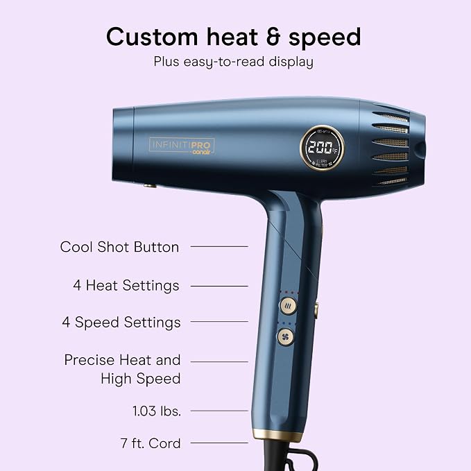 Conair InfinitiPRO DigitalAIRE Multi-Styler Hair Dryer | Ultra-lightweight High-Speed Digital Motor Styler for Thick, Long, and Fine Hair, Blue, 1002L