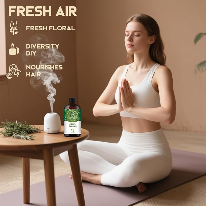 Rosemary Essential Oil, Rosemary Oil for Hair Care, Diffuser, Humidifier, Massage, DIY Soap, Candle, Cleaning, Focus, Gift Ready, Rosemary Fragrance Oil - MLYNKL Essential Oils (16.33 fl oz / 490ml)