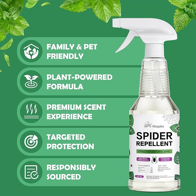 Peppermint Oil Insect and Spider Repellent Spray, Repels and Kills Ants and Bugs, Extra Strength Natural Plant Based Pest Control for Home, Kitchen and Garden, Safe for Family and Pets, 16 oz