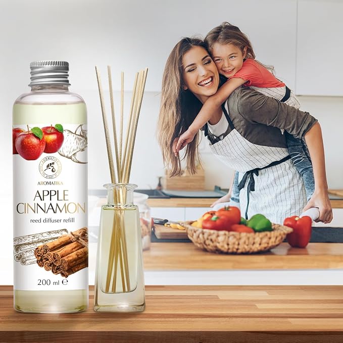 Reed Diffuser Refill Apple-Cinnamon 6.8Fl Oz - Room Fragrance with Cinnamon Essential Oil - Home Fragrance - Air Freshener - Aromatherapy - Spa - Home - Office - Club - Restaurant - Boutique