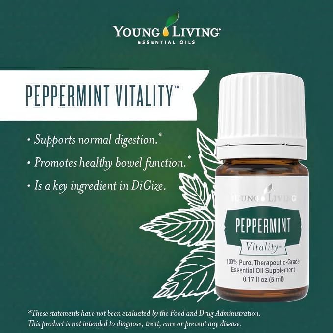 Young Living Peppermint Vitality Essential Oil | 5 ml | Refreshing & Invigorating Aroma for Home, Work & Personal Use | Ideal for Aromatherapy, Wellness Routines, & Massage | Vegan & Gluten-Free