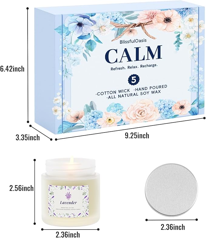 BlissfulOasis Scented Candles, Long-Lasting Candles for Home Scented, 5 Pack Candle Set, Candles for Women, Natural & Safe Ingredients, Candle Set for Birthday, Valentine's Day Scented Candles for Her