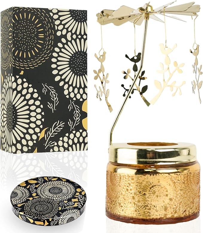 Rotating Candles Carousel Hummingbird Gifts for Mom，Unique Birthday Gift for Best Friends Her，Scented Candle with Gift Box
