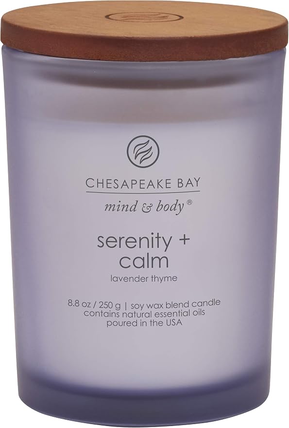 Chesapeake Bay Candle Scented Candles, Serenity + Calm (Lavender Thyme) & Peace + Tranquility (Cashmere Jasmine), Medium (2-Pack)
