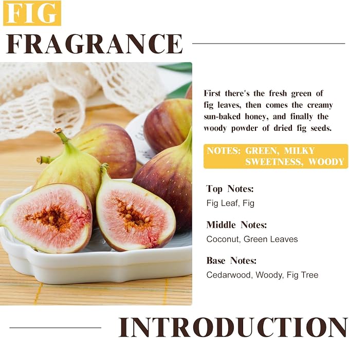 EUQEE Fig Fragrance Oil, Premium Fig Essential Oil 2.02 Fl oz with Glass Dropper for Diffusers, DIY Bath Bombs, Candle Making - 60ML