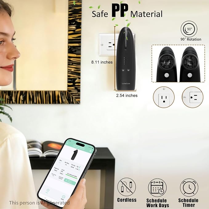 Waterless Smart Oil Diffuser - Bluetooth App Control, Home Scent Diffuser for Office & Large Room, Quiet Aromatherapy Essential Oil Diffuser 5.63oz Oils Gift Set (Ships Separately)