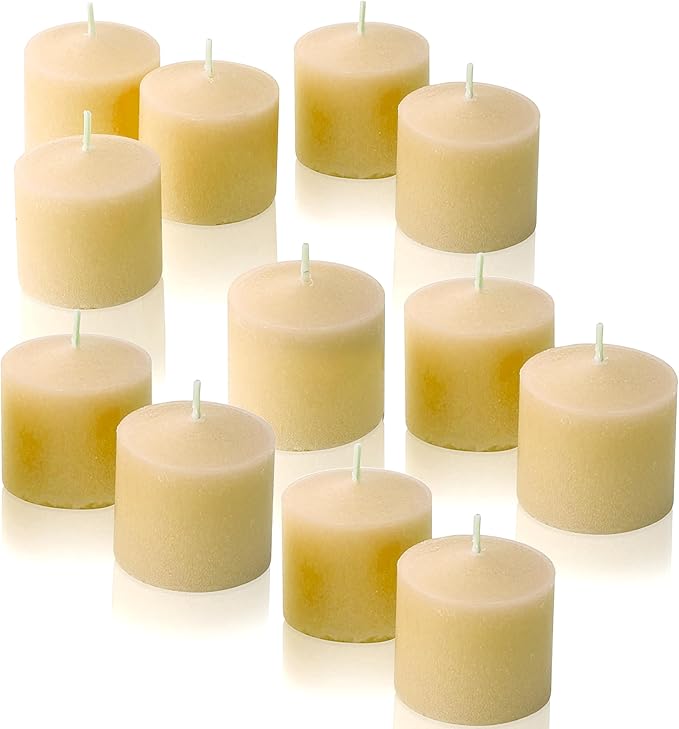 French Vanilla Scented Votive Candles, Set of 12-1.25" Wax Candles for Home, Scented 10 Hour Burn Time - Aromatherapy, Spa Ambiance, Table Centerpieces & Home Décor