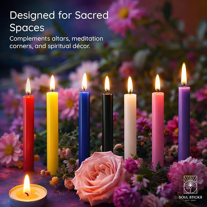 SOUL STICKS Aura Magic Spell Chime Taper Candles 20 Pack - Ideal for Altar, Rituals, Ceremonies, Meditation Colored Chime Candle for Witchcraft Supplies, Wiccan Supplies, Candles Clearance