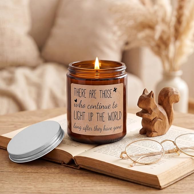 MULCHUM Lavender Scented Candle, Memorial Gift for Loss of Loved One, Relaxing Natural Soy Wax Jar Candle for Sympathy Gift Stress Relief, 7oz 45 Hours Long Lasting Burn