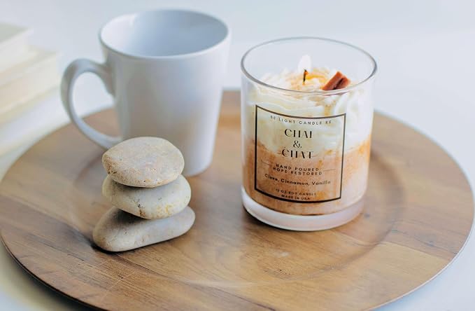 Cinnamon Candle | Purpose-Driven Soy Candles | 12oz Dessert Candle | Gifts for Women | Starbucks | Brown | Mother's Day Gift for Women | Be Light Candle RE (Chai & Chat)
