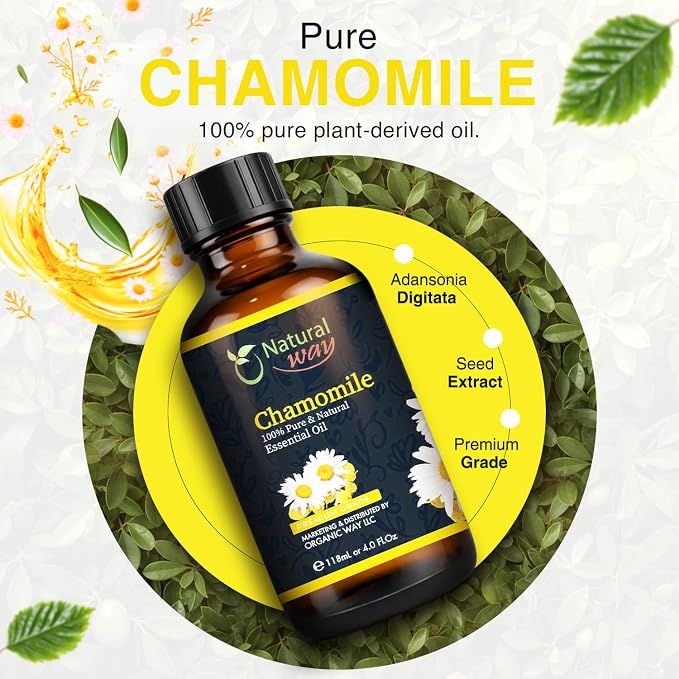 Chamomile Essential Oil | Pure Aromatherapy Oil for Diffusers, Hair Growth, Skin, Scalp Care, Massage | Refreshing Hair Oil for Women & Men | Natural Essential Oil for Diffuser | 4 Fl Oz (120 mL)
