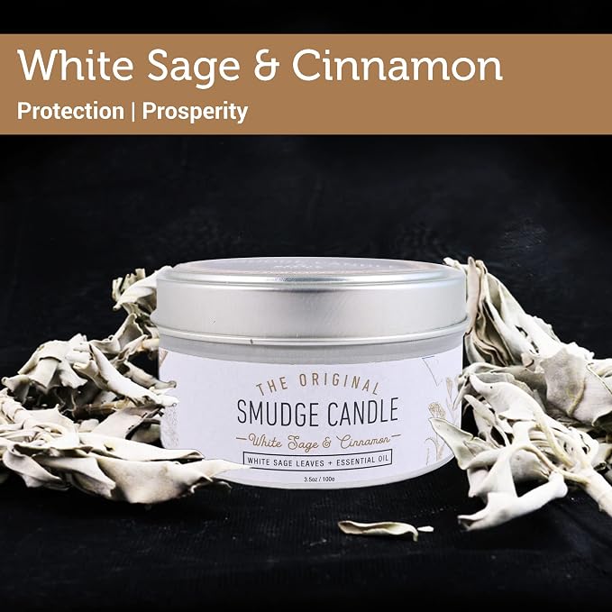 SOUL STICKS Smudge Candle for Cleansing House, Meditation, Chakra Healing, Aromatherapy | 3.5 Ounce Smudge Candle for Spiritual Cleansing (White Sage & Cinnamon)