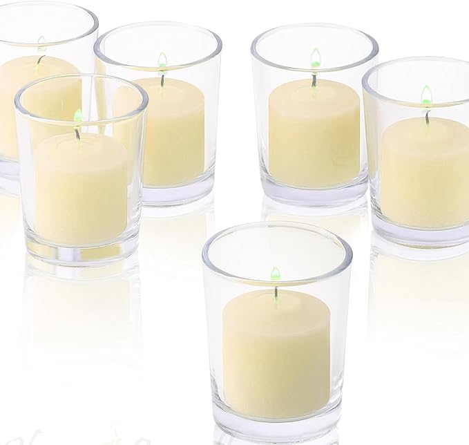 French Vanilla Scented Votive Candles, Set of 12-1.25" Wax Candles for Home, Scented 10 Hour Burn Time - Aromatherapy, Spa Ambiance, Table Centerpieces & Home Décor