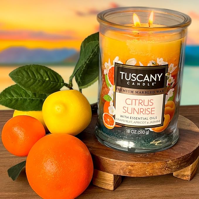 Tuscany Candle Citrus Sunrise Long-Lasting Scented Jar Candle, 18 oz