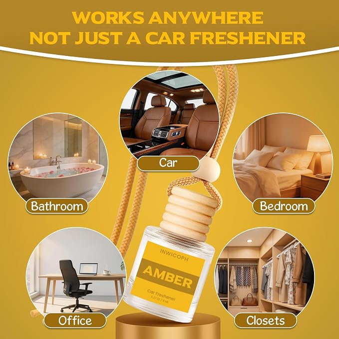Car Air Freshener Diffuser Hanging, Amber Fragrance Oil