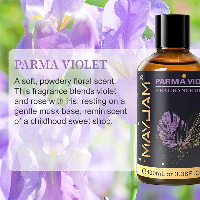 MAYJAM 100ML/3.38FL.OZ Parma Violet Fragrance Oils with Glass Dropper, Essential Oils for Diffusers for Home, Long Lasting Scented Oils for Diffusers Soap Candle Making