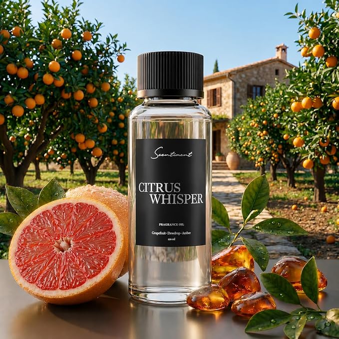 Scentiment Citrus Whisper Diffuser Oil - Premium Hotel Scent with Notes of Grapefruit, Dewdrop & Warm Amber Home Scent, Hotel Fragrance Oil Diffuser Refill - 4.06 fl oz (120 mL)