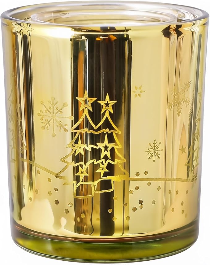 Viyffo Vanilla Candle for Home Scented - 5oz Small Non Toxic Soy Candle with LED Light, Decorative Gold Jar for Holiday Décor, Funny Birthday Gift for Women and Men