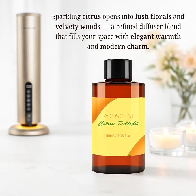 Citrus Delight Fragrance Oil 100ml for Diffuser, Bright Fruity and Floral Aroma for Bedroom Living Office Spa, Uplifting Scent with Layered Notes for Fresh and Cheerful Ambience