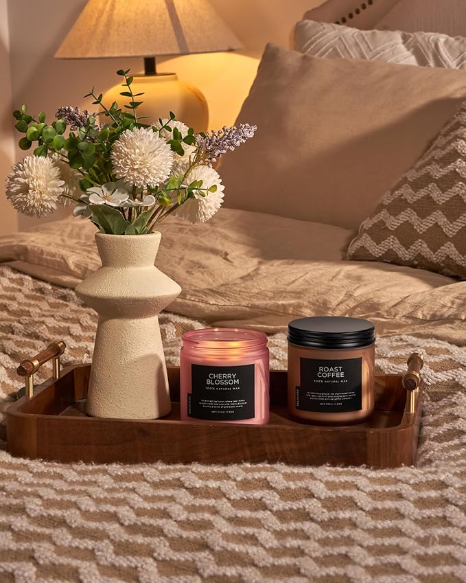 M&SENSE Cherry Blossom Home Scented Candles, 11.6oz Natural Soy Wax, Non-Toxic Clean Burning, 70-Hour Burn Time, Spring Floral Aromatherapy for Stress Relief & Relax, Relaxing Candle Gifts for Mom