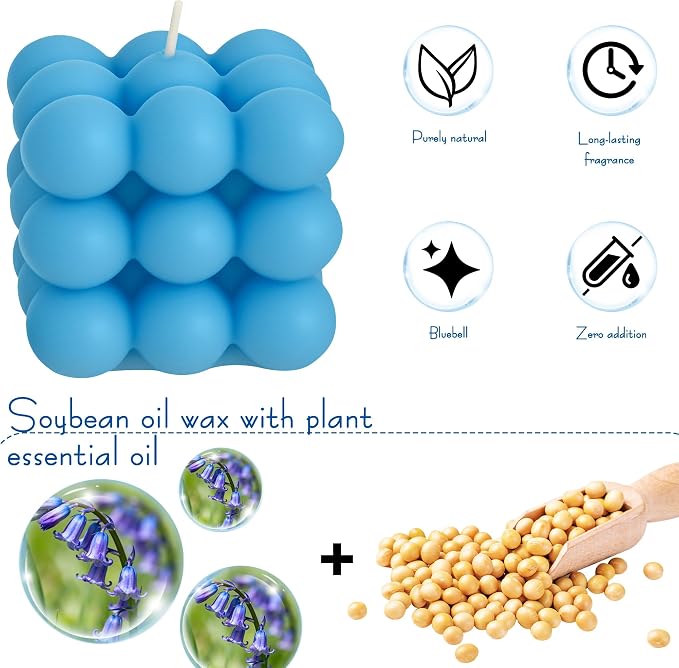 SHIDOW Shaped Scented Candles, Premium Soy Blend Wax Aromatherapy Candle, Relaxing Fragrance Decorative Candle for Home Bedroom Bathroom Office Indoor Ornament (Blue)