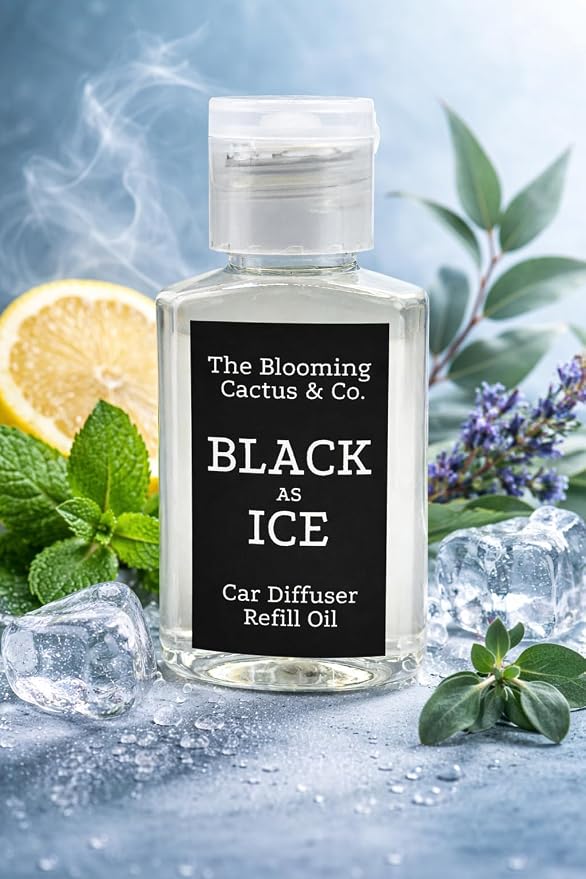 Car Diffuser Oil Refill 1 oz – Essential Oil Car Air Freshener Refill for Hanging Car Diffuser, Long Lasting Fragrance Oil, Phthalate Free, Multiple Scents. | Black Ice (Type)