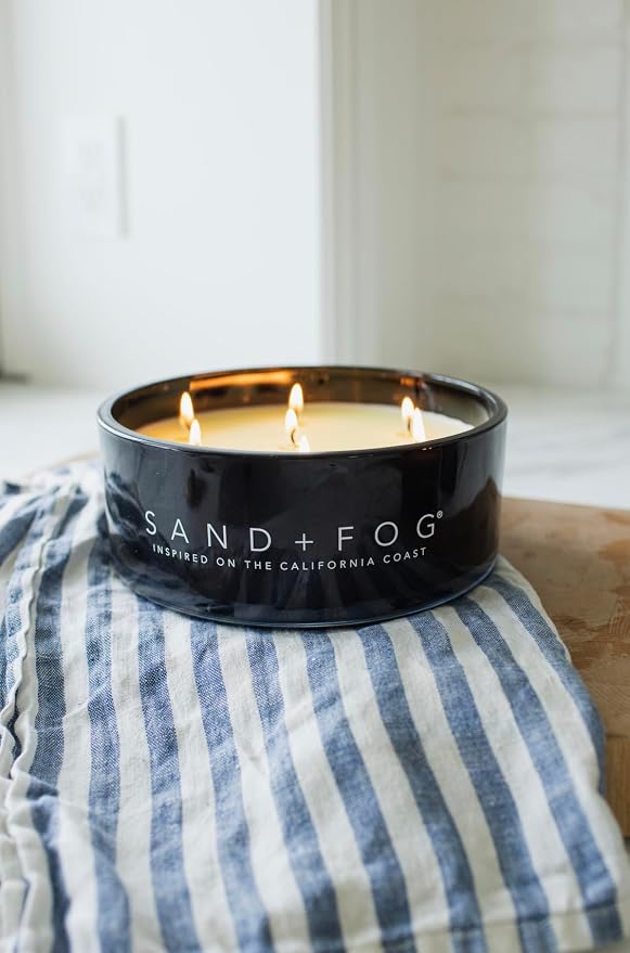 Sand + Fog Scented Candle - Teakwood - Additional Scents and Sizes – 100% Cotton Lead-Free Wick - Luxury Air Freshening Jar Candles - Perfect Home Décor for Your Cocktail Table – 34 oz