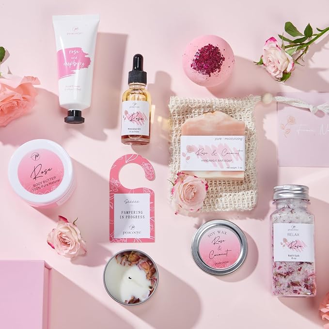 Mother's Day Gift for Mom Spa Gifts Bath Baskets Relaxing Spa Self Care Gift for Women Her Sister Wife Bridal Shower Gifts Box Home Bath Care Package Thank You Birthday for Women Friendship Ideas