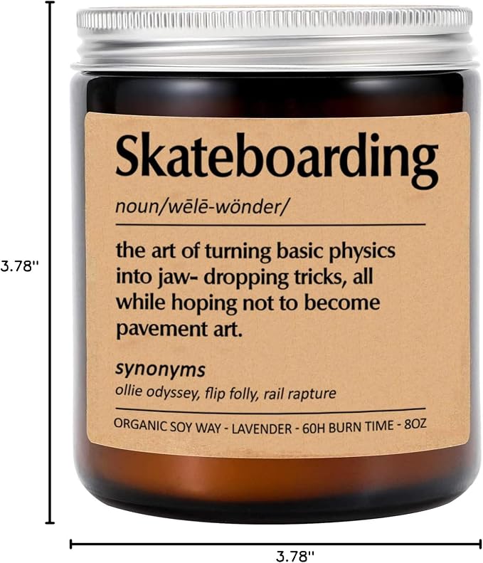 Skateboarding Candle, Skateboarding Definition Candle, Gift for Skateboardinger, Best Skateboardinger, Funny Surprise Gift, Gift for Him Her, Lavende Scented Candles Soy 8Oz