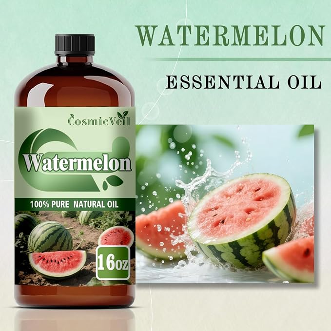 Watermelon Essential Oil Watermelon Oil for Aroma Diffuser,Humidifier,Home Fragrance,Cleaning,Body Care,Massage,Yoga,DIY Candle,DIY Soap CosmicVeil（Watermelon，16 Fl Oz (Pack of 1)）