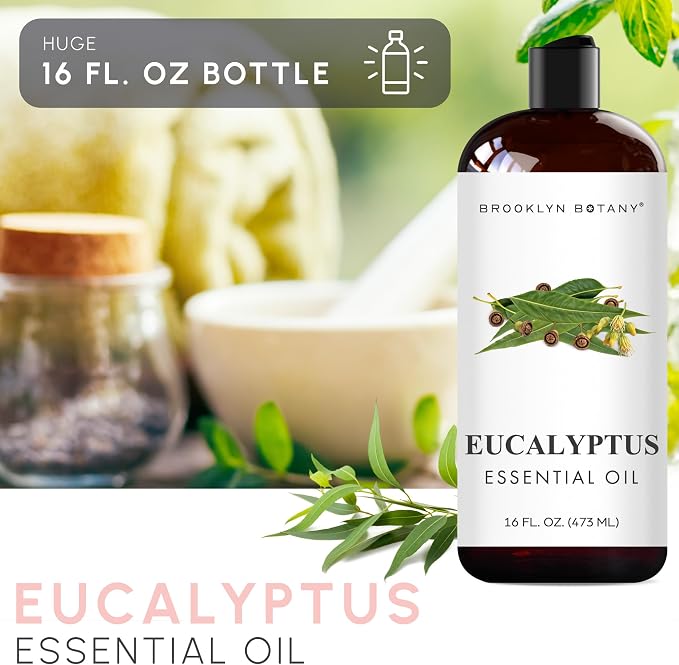 Brooklyn Botany Eucalyptus Essential Oil - Huge 16 Fl Oz - for Candle Making, Soap Making, Diffusers, and Aromatherapy