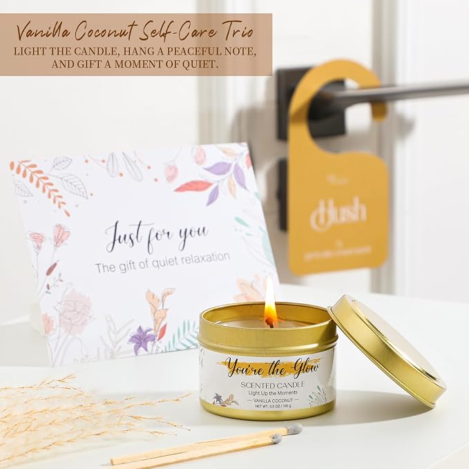 Spa Gifts for Women Vanilla Coconut Self Care Set Birthday Baskets Christmas Relaxing Home Kit Luxurious Bath and Body Gift for Mom Her Sister Teacher Friend Friendship Thinking of You Thank You Box