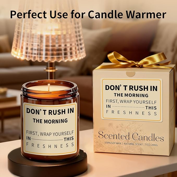 Morning Orange Scented Candle - Don't Rush on Morning - Fresh Morning Candles for Women Men, 7oz Soy Candles for Home Scented - Energy Aromatherapy Candle for Relaxation Mothers Day Gifts for Mom