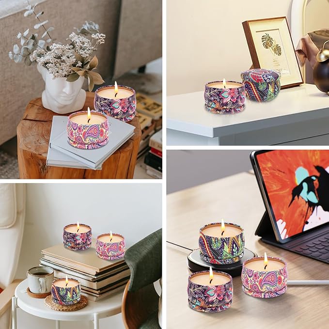 3 Pack Home Scented Candles - Strong Lavender, Vanilla & Rose Candle, 2.5 Oz, 100% Soy, Non-Toxic, Small Candle Set for Aromatherapy & Gifts, Baby Shower Prizes