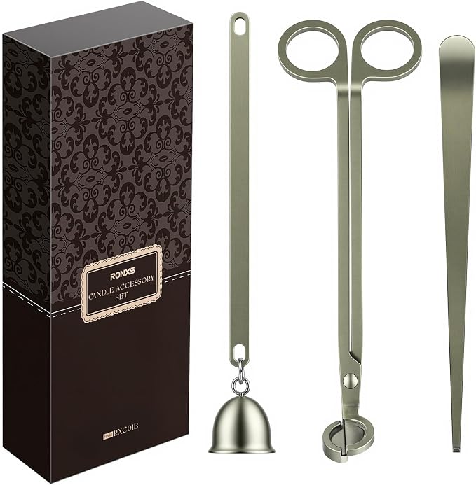 RONXS 3 in 1 Candle Accessory Set, Candle Wick Trimmer Cutter, Candle Snuffer Extinguisher, Wick Dipper with Gift Package for Candle Lover