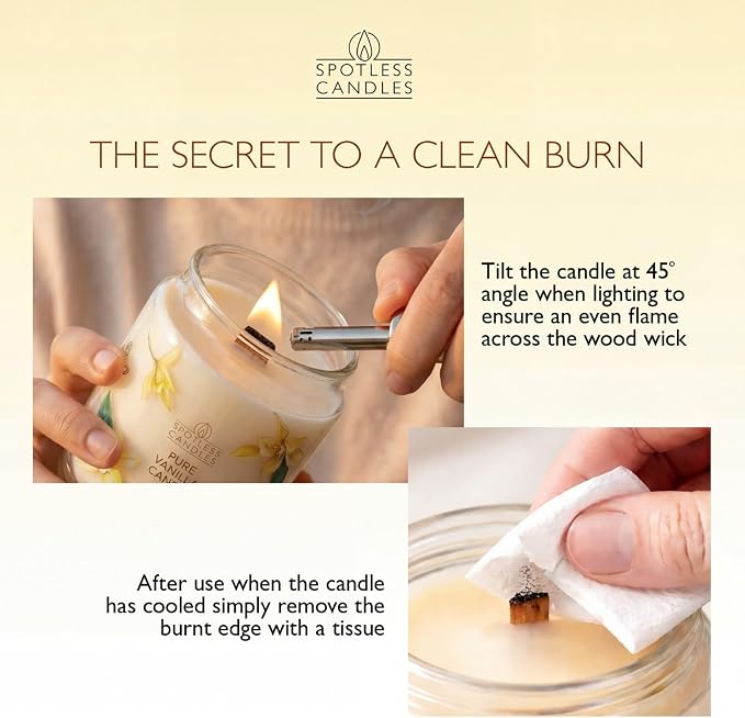 Vanilla Candle 22oz: 130 Hour Burn, Large Jar Scented Soy Wax Candle, Wooden Wick, Warm Vanilla Sugar, Luxury Gift Box, Home Decor by Spotless Candles