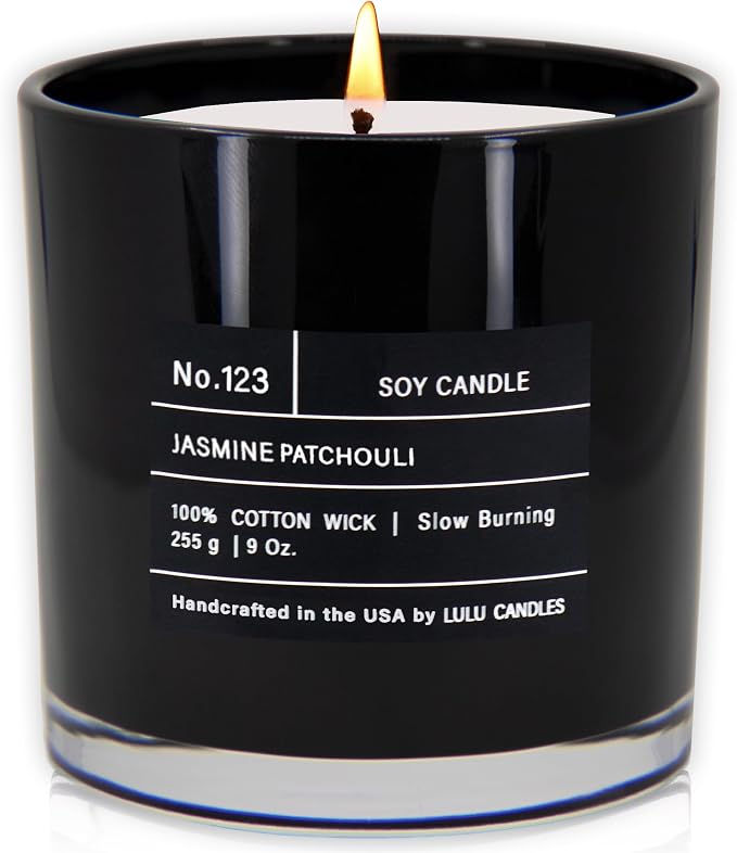 Lulu Candles | Jasmine Patchouli | Smells Floral & Earthy | Luxury Scented Soy Jar Candle | Hand Poured in The USA | Highly Scented Long Lasting (9 Oz.)
