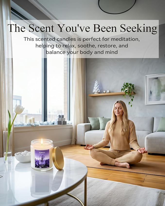 Lavender Scented Candles for Women -Aromatherapy Candle, Natural Soy Candles for Home Scented 7oz, Long Lasting Non-Toxic Clean Burning, Mom Birthday Candles Valentines Day Gifts