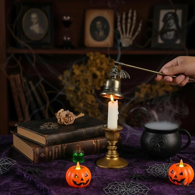 Candle Snuffer Accessory for Putting Out Extinguish Candle Wicks Flame Safely， Skull Candle Snuffers Accessory for Candle Lovers Suitable (Gold)