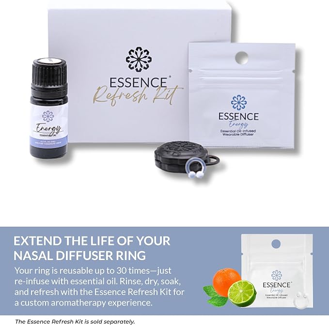 Essence Wearable Aromatherapy Nasal Diffuser – Energy Blend Essential Oil Nose Ring – Personal Scent Clip for Travel, Work & Everyday Use – Made in USA