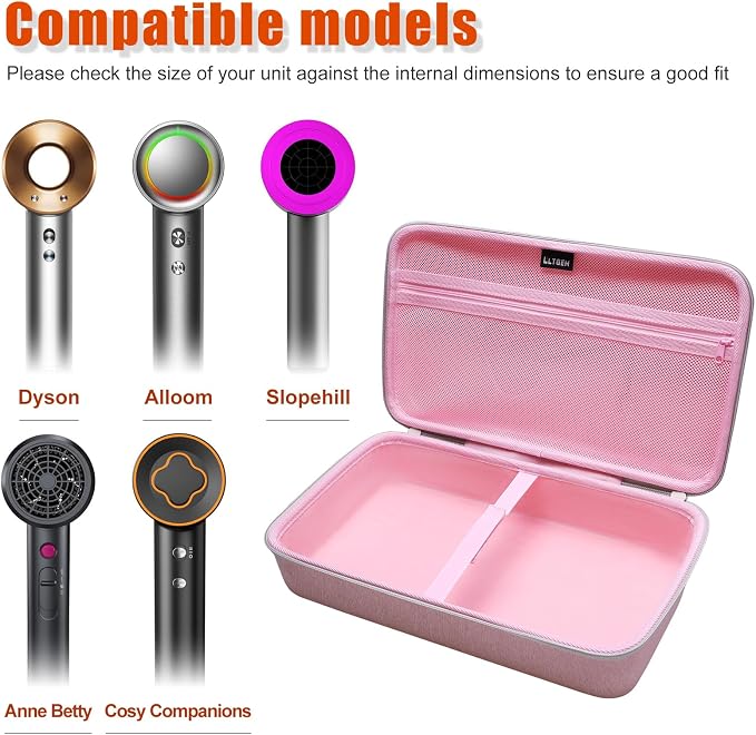 L LTGEM Hair Dryer Case Compatible with Dyson Supersonic Hair Dryer, Laifen SE/SE Lite, Slopehill 1902, Cosy Companions ZCY883, Wavytalk Blow Dryer Cases, Blow Dryer Storage Cases, Black(Case Only)