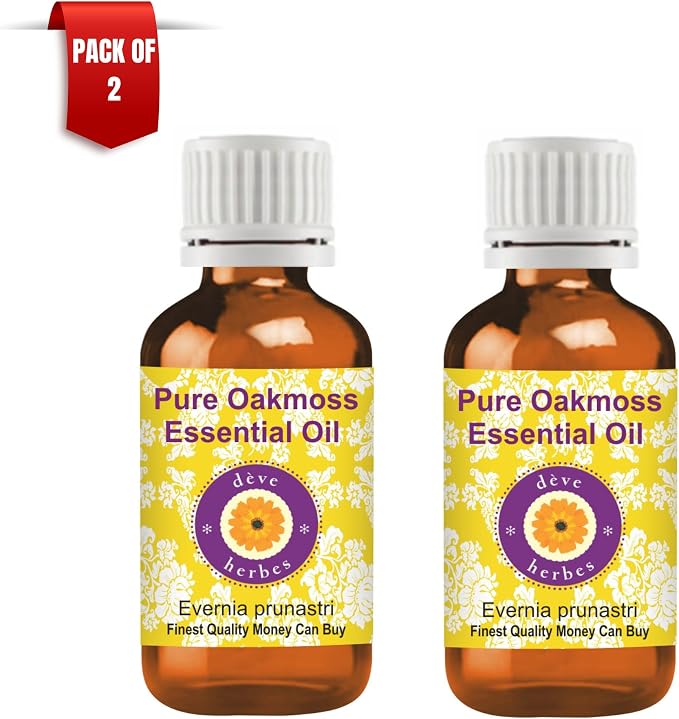 dève herbes Oakmoss Essential Oil (Evernia prunastri) Pure | Non-Sticky | Non-Greasy | Lightweight | Men & Women | All Skin Types | Steam Distilled 15ml X 2 (1 oz)