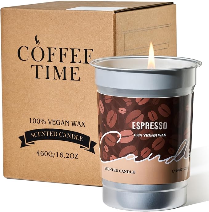 M&SENSE Espresso Candles Black Coffee Scented, 16.2oz | Plant-Based Soy Wax, 100 Hours Non Toxic Clean Burn, Stress Relief Aromatherapy, Gifts for Coffee Lovers