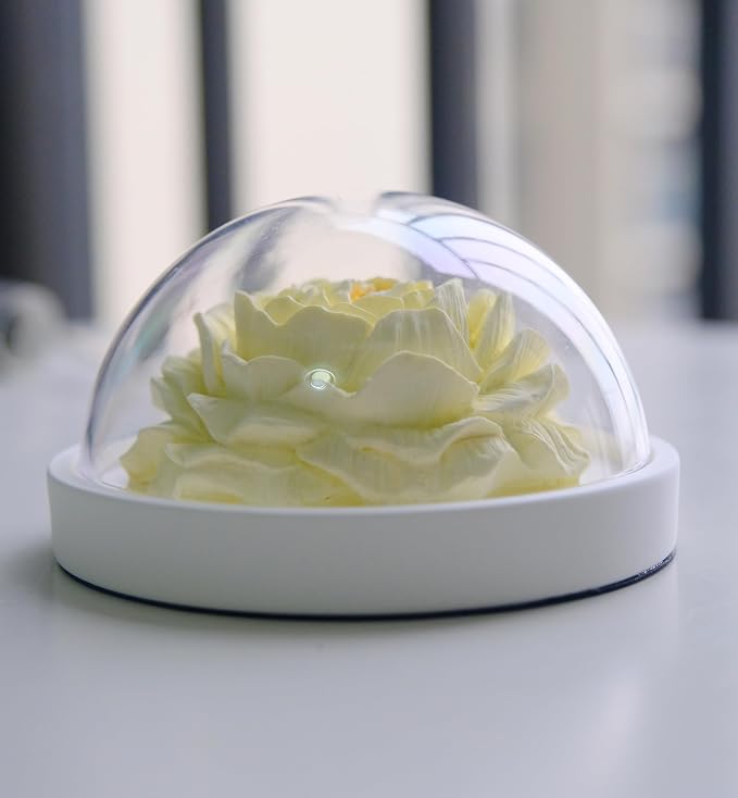 Essential Oil Passive Flower Diffuser -Non-Electric Peony Flower Porcelain Aromatherapy Diffusers for Small Mini Room, Desk Decorative, Bathroom (Yellow, Peony)