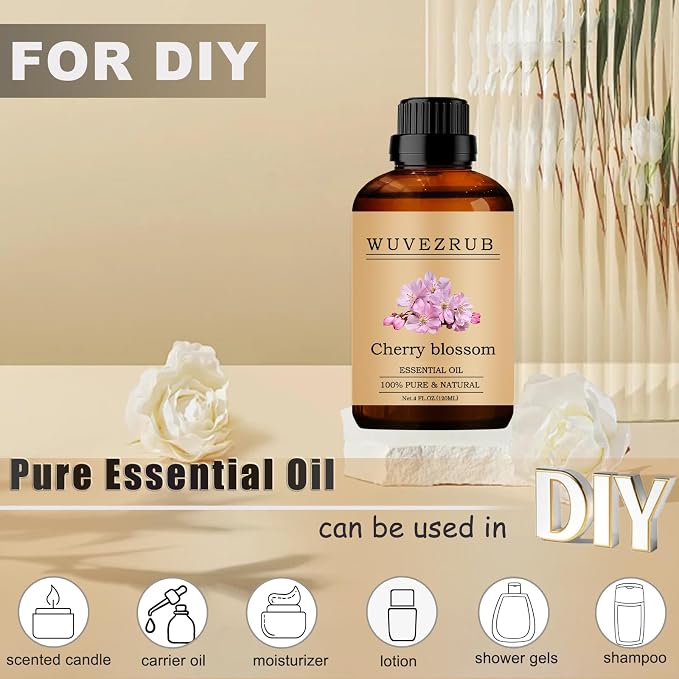 Cherry Blossom Essential Oils, 120ML Pure and Natural Essential Oil for Aromatherapy Diffuser - Cherry Blossom /4 Fl Oz